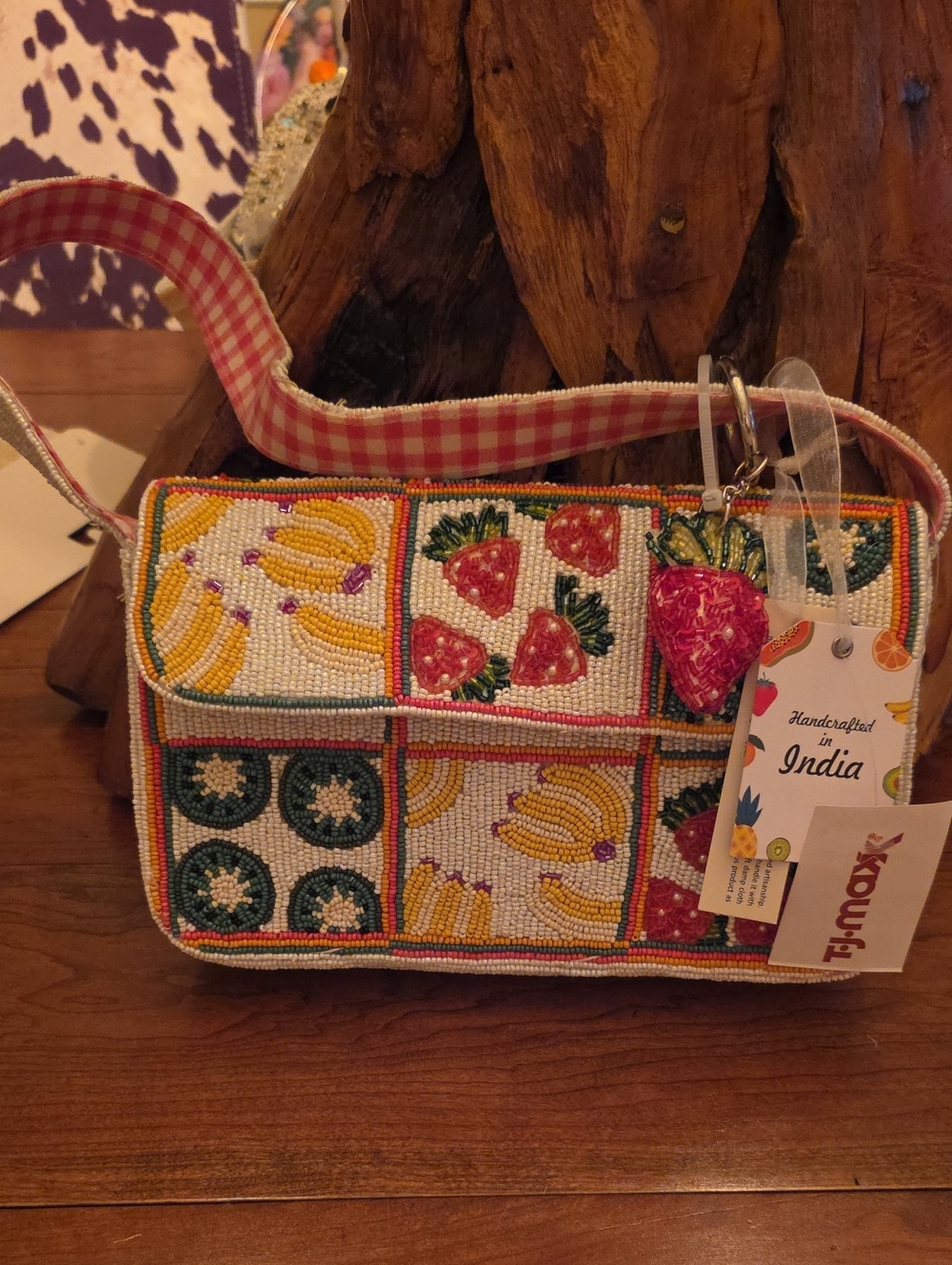 Handcrafted Beaded Fruit Crossbody Bag - Multicolor
